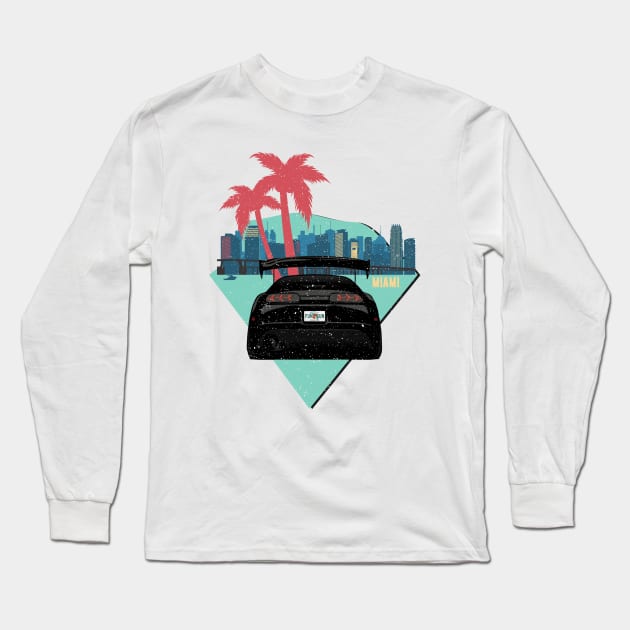 Supra 2JZ Turbo JDM Tuning Car 90s Tropical Miami Long Sleeve T-Shirt by Automotive Apparel & Accessoires